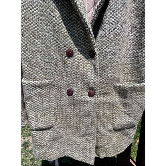 Vintage Coat 100 pure wool Houndstooth size description pink satin lining - Picture 4 of 12